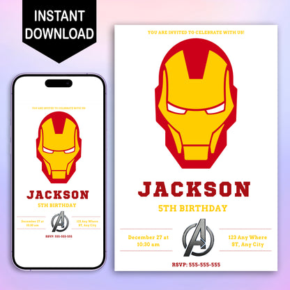 Iron Man Birthday Invitation Template - CreativeRino