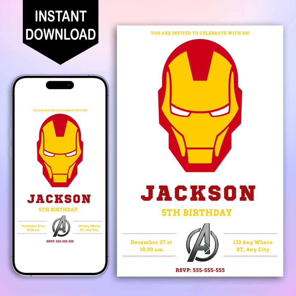 Iron Man Birthday Invitation Template – CreativeRino