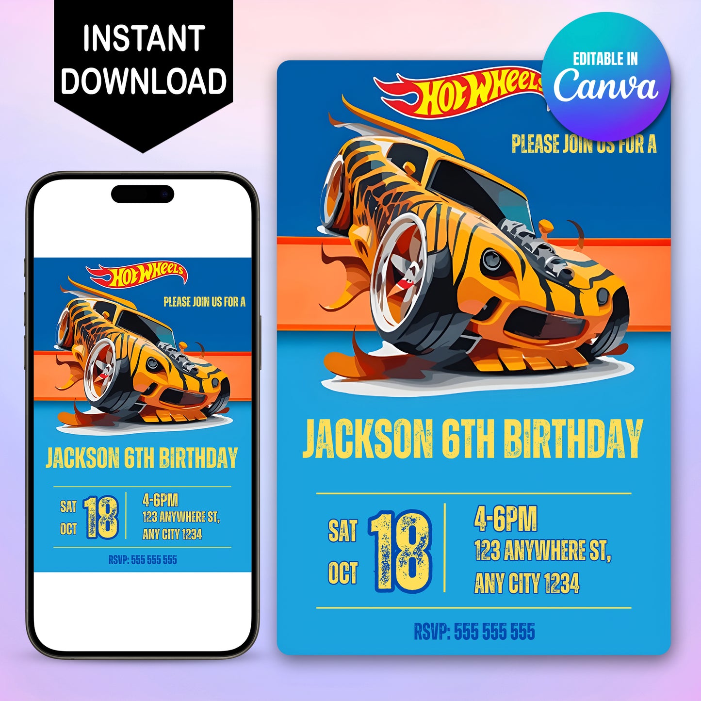 Hot Wheels Birthday Invitation - CreativeRino