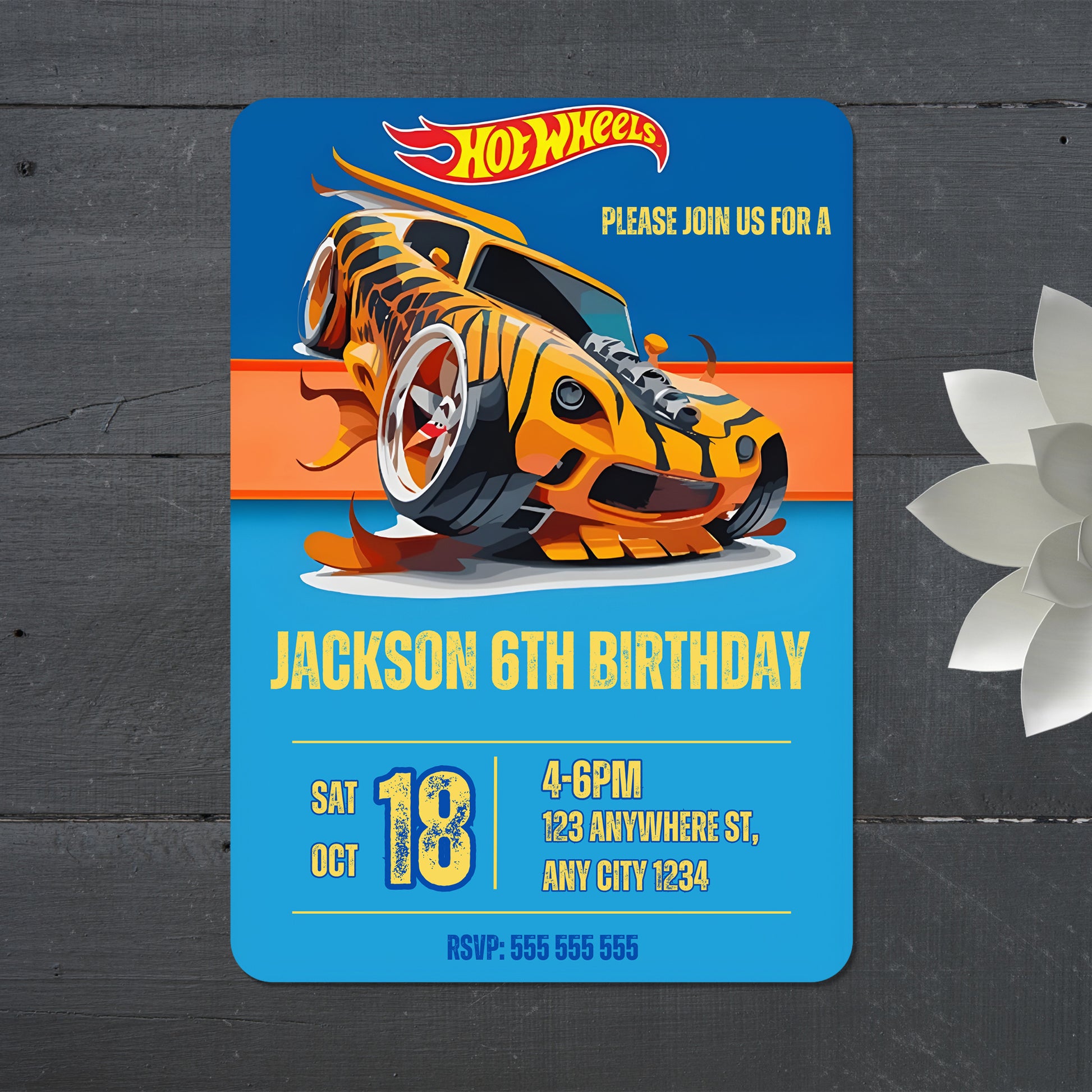 Hot Wheels Birthday Invitation - CreativeRino