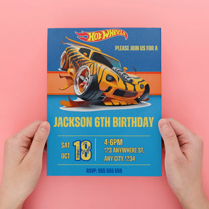 Hot Wheels Birthday Invitation - CreativeRino