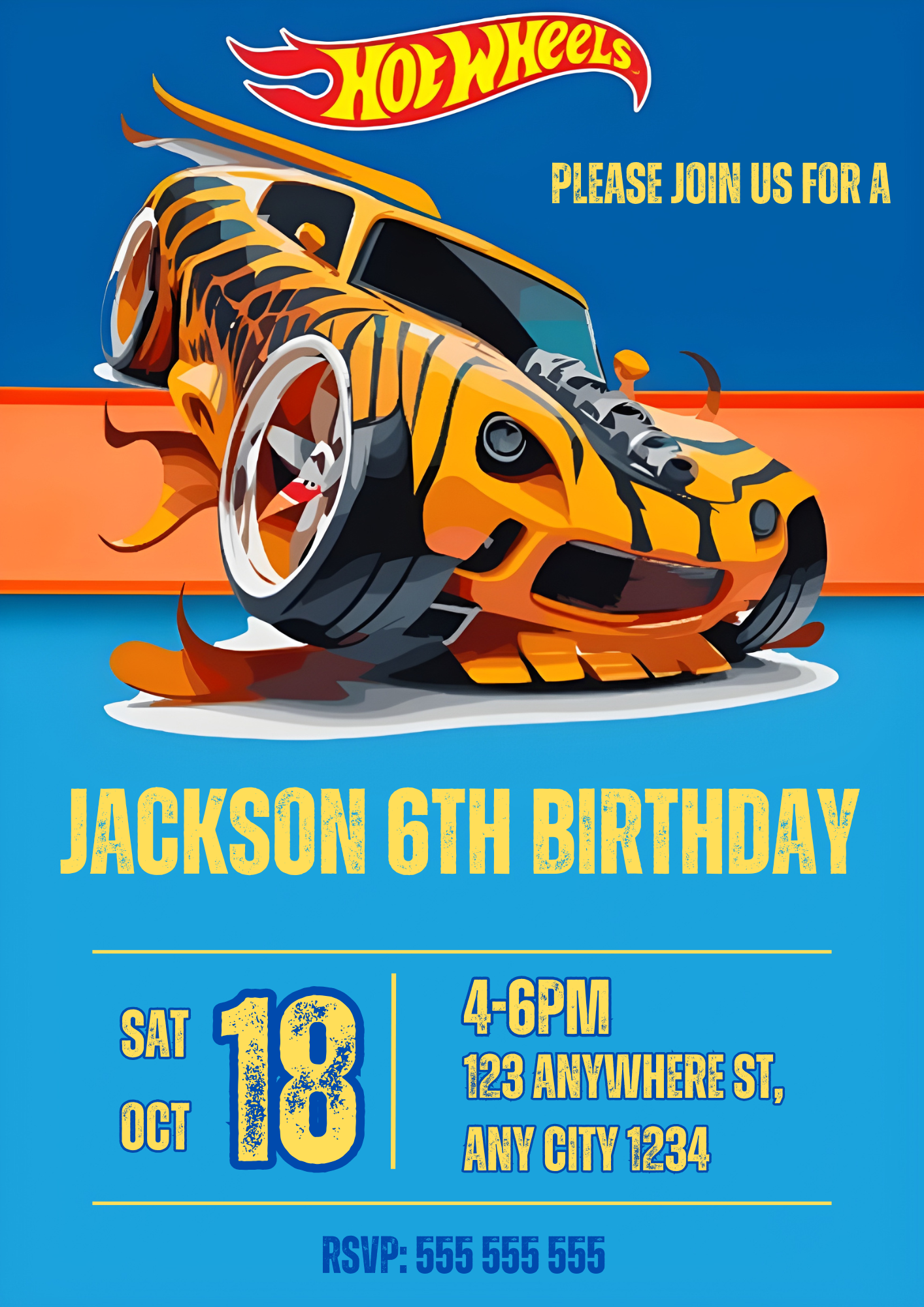 Hot Wheels Birthday Invitation - CreativeRino