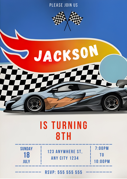 Hot Wheels Invitation Template - CreativeRino