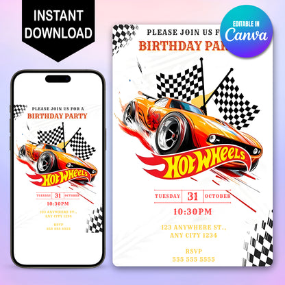 Hot Wheels Birthday Party Invitation - CreativeRino