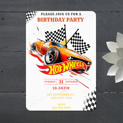 Hot Wheels Birthday Party Invitation - CreativeRino