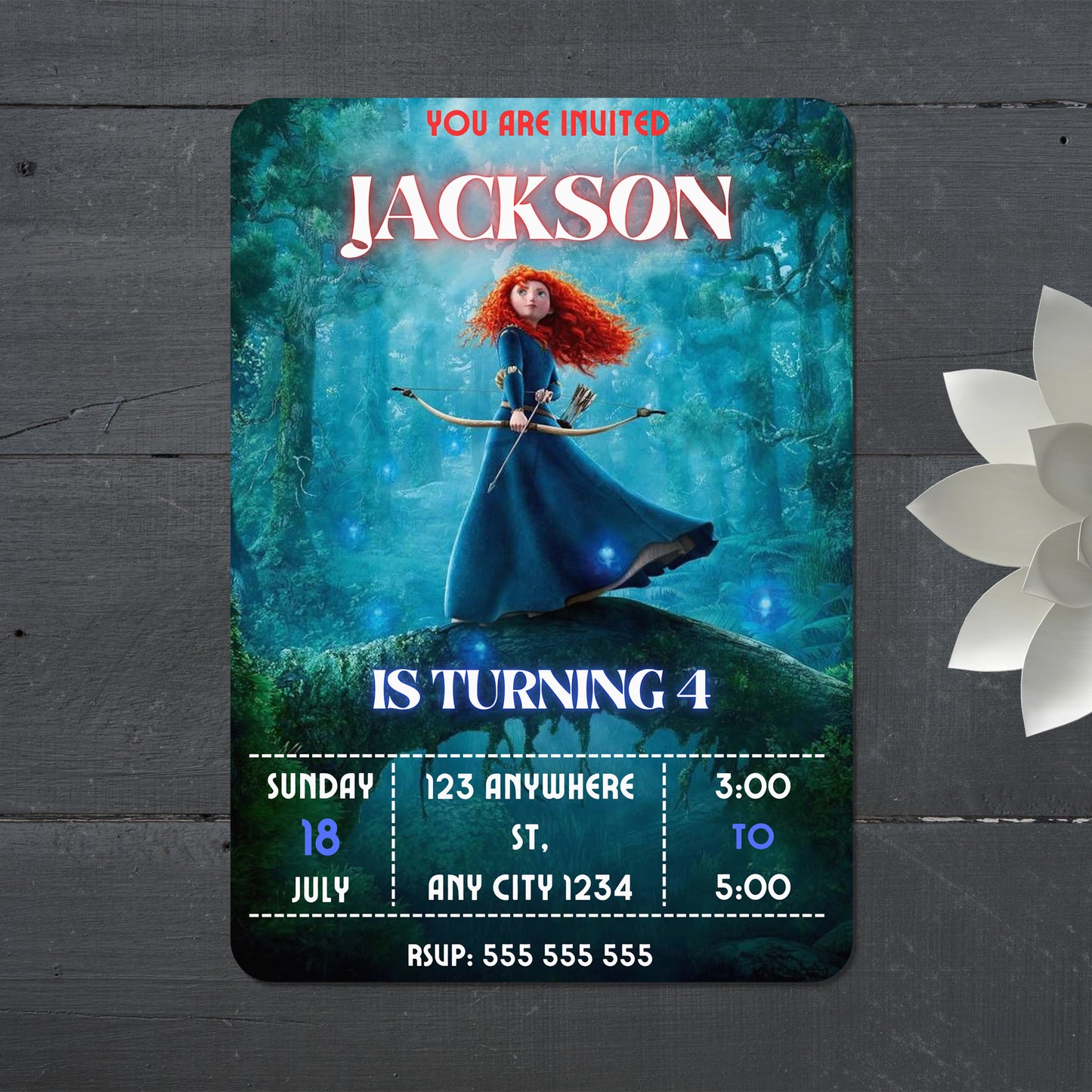 Princess Merida Birthday Invitation - CreativeRino