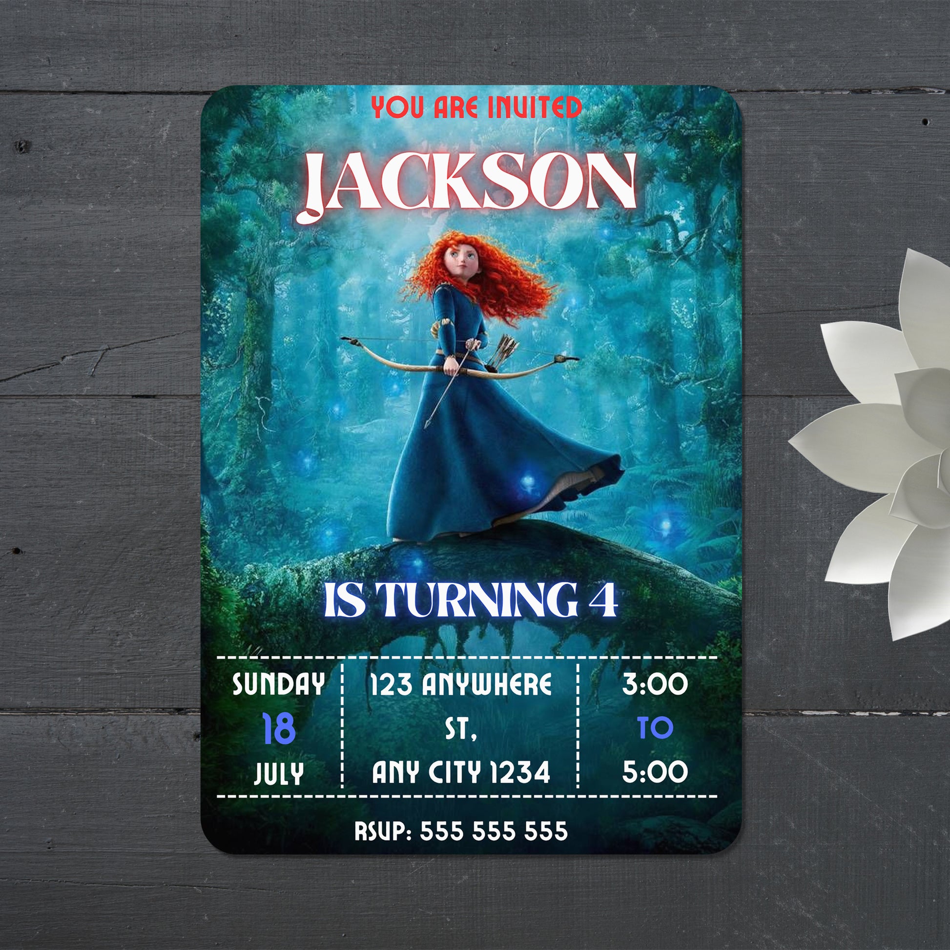 Princess Merida Birthday Invitation - CreativeRino