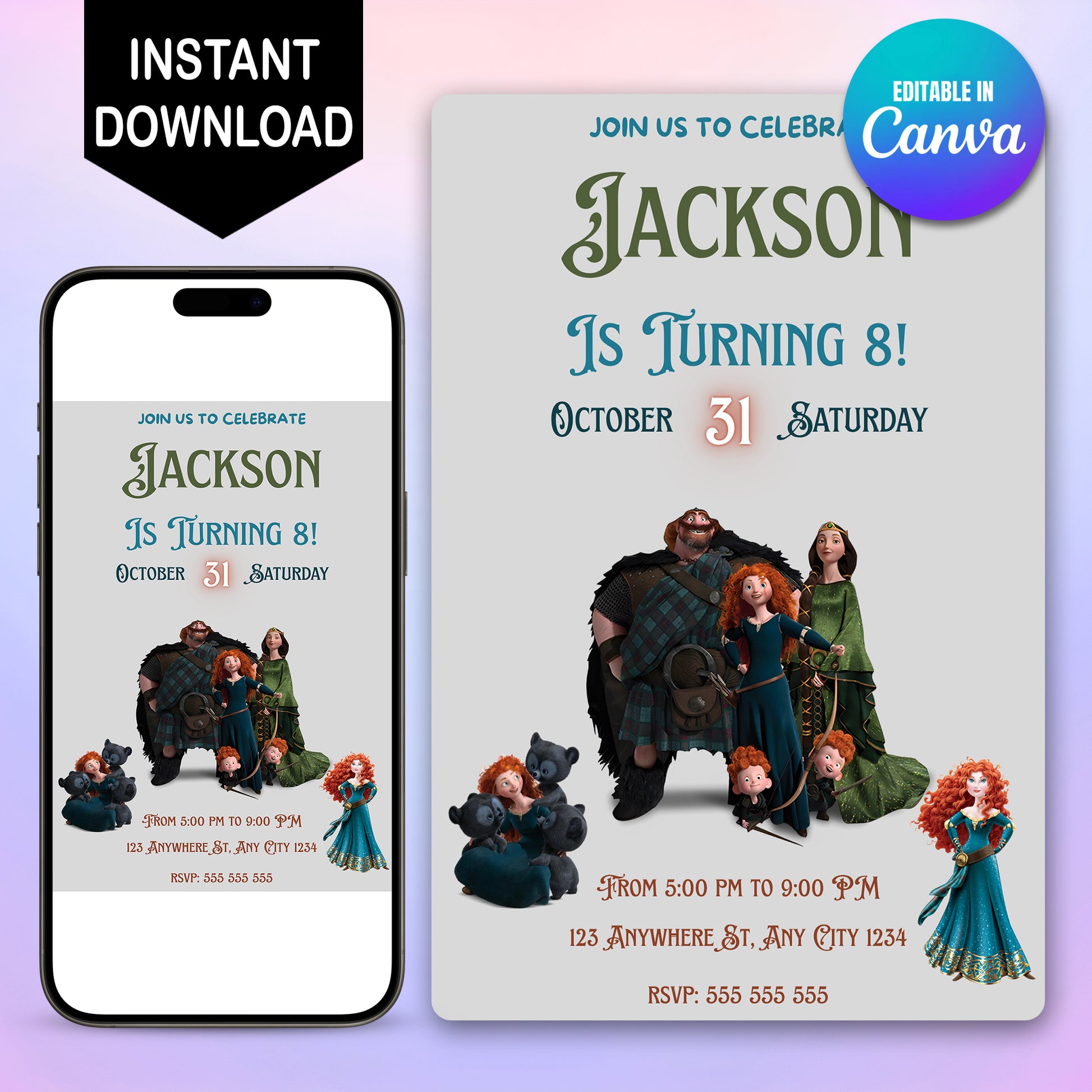Princess Merida Invitation Template - CreativeRino