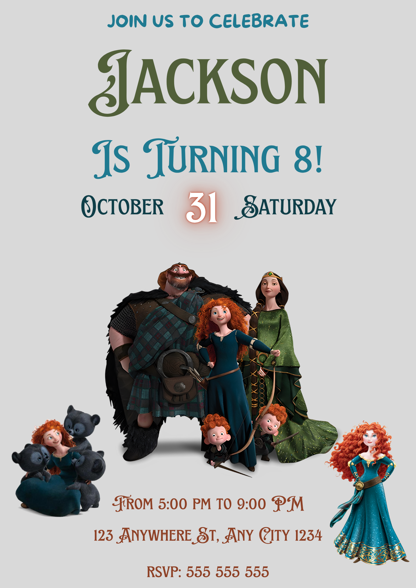 Princess Merida Invitation Template - CreativeRino