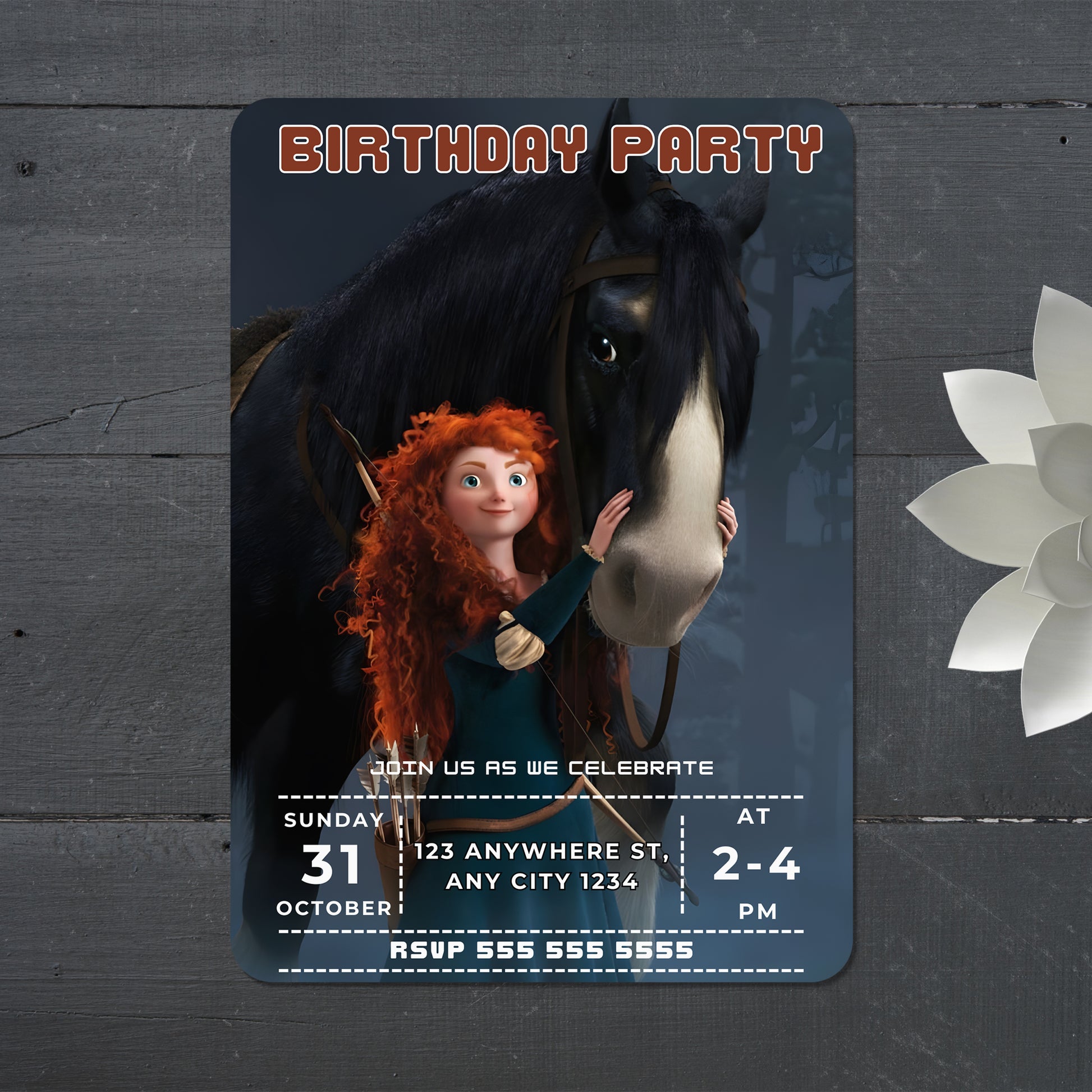 Princess Merida Birthday Party Template - CreativeRino