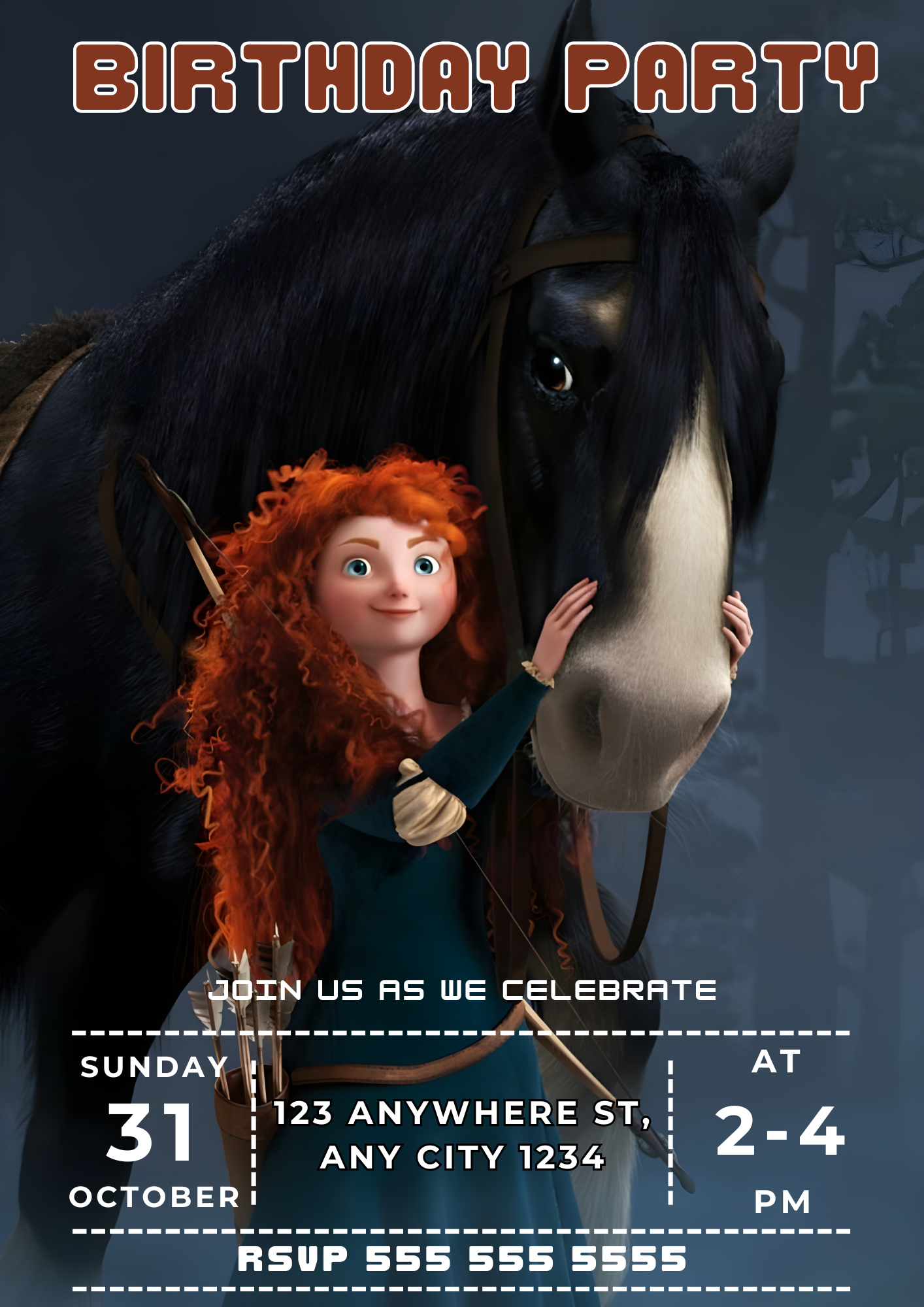 Princess Merida Birthday Party Template - CreativeRino