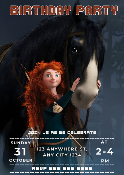 Princess Merida Birthday Party Template - CreativeRino