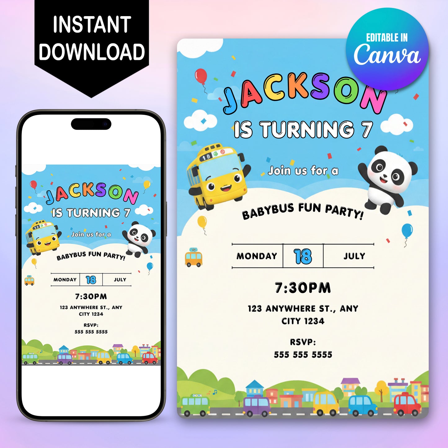 Babybus Birthday Party Invitation - CreativeRino