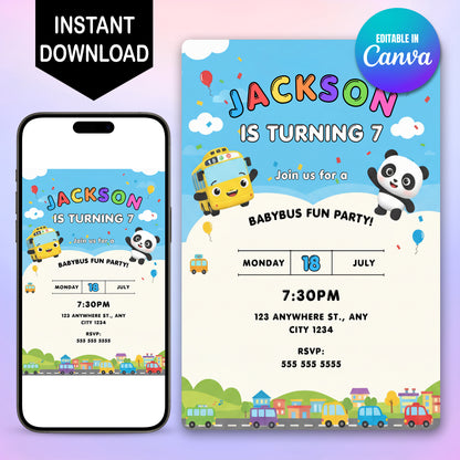 Babybus Birthday Party Invitation - CreativeRino