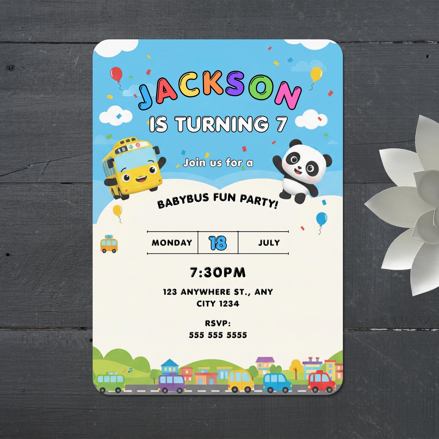Babybus Birthday Party Invitation - CreativeRino
