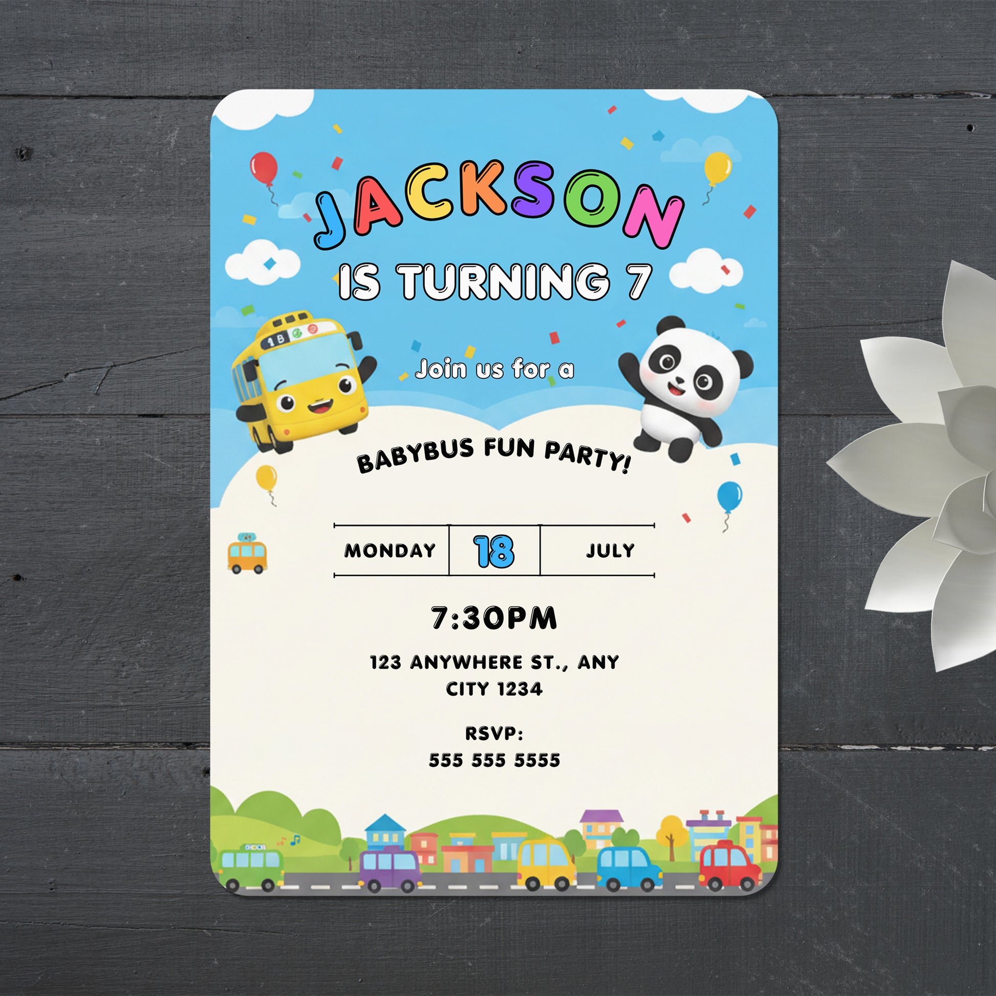 Babybus Birthday Party Invitation - CreativeRino