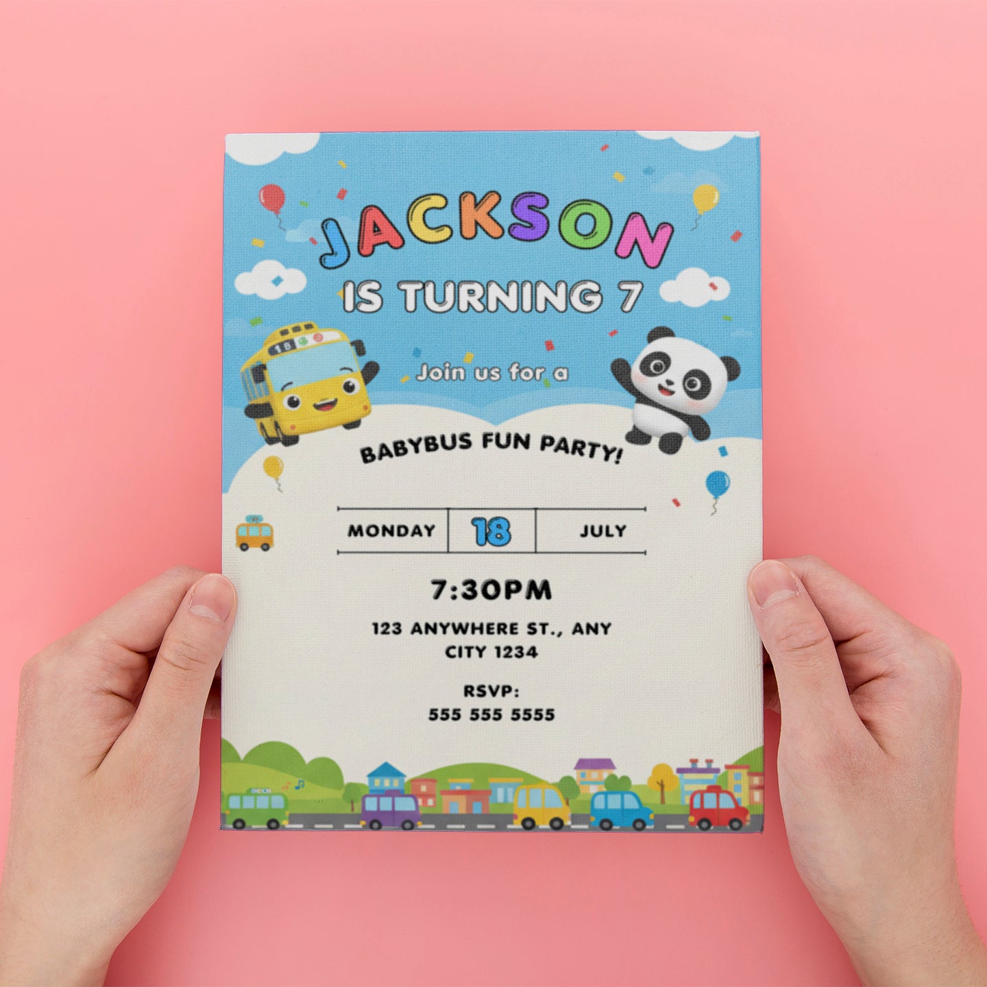 Babybus Birthday Party Invitation - CreativeRino