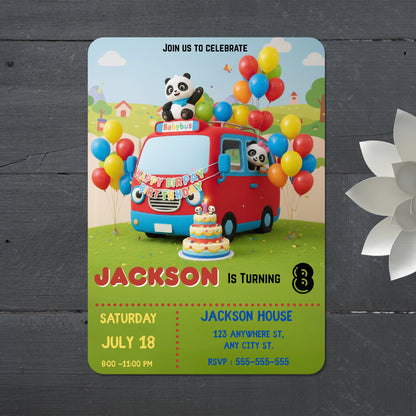 Printable Babybus Birthday Invitation - CreativeRino