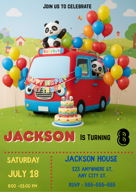 Printable Babybus Birthday Invitation - CreativeRino
