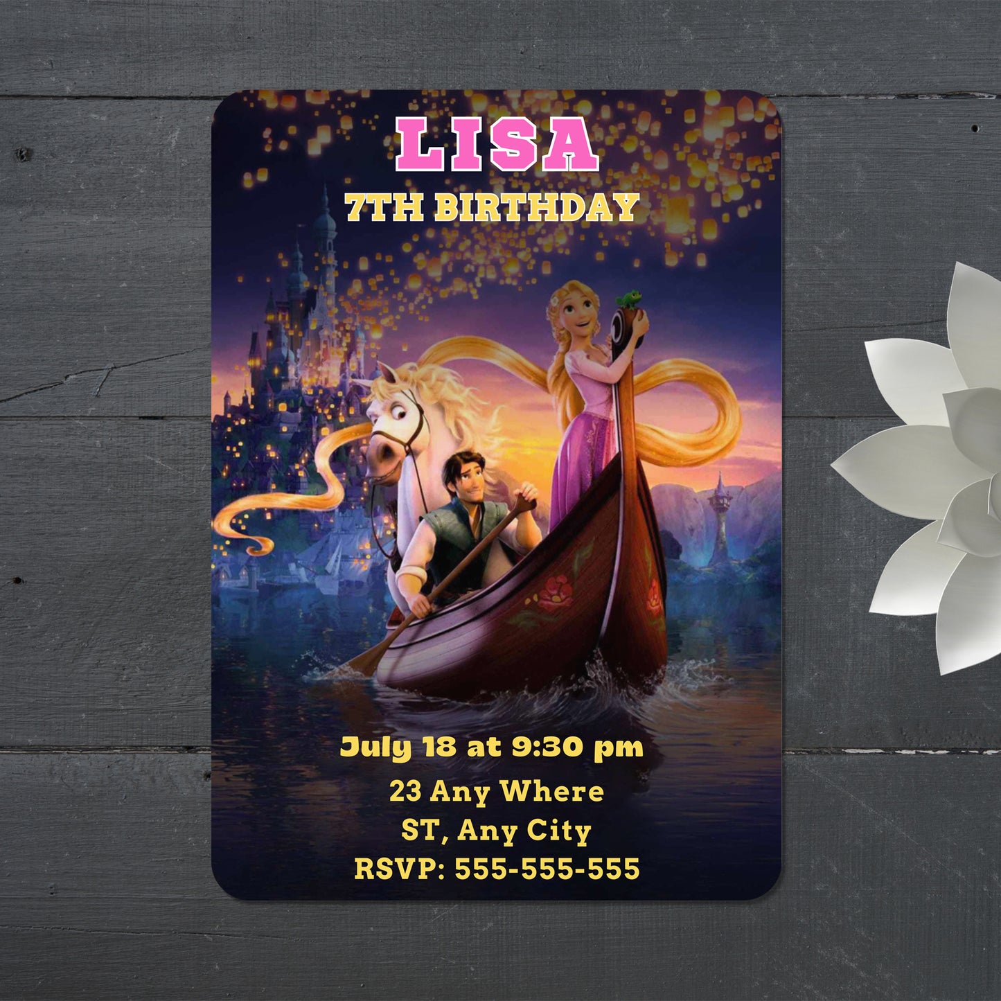 Princess Rapunzel Birthday Invitation - CreativeRino