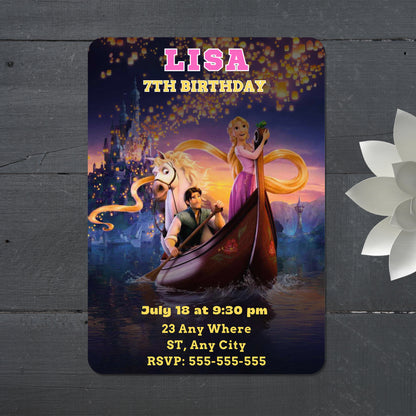 Princess Rapunzel Birthday Invitation - CreativeRino