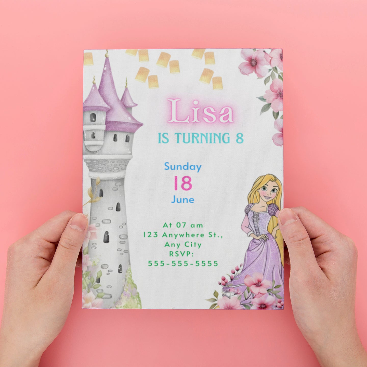 Princess Rapunzel Birthday Invitation Template - CreativeRino