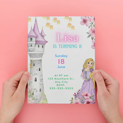 Princess Rapunzel Birthday Invitation Template - CreativeRino