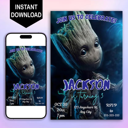 Groot Birthday Invitation Template - CreativeRino