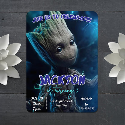 Groot Birthday Invitation Template - CreativeRino