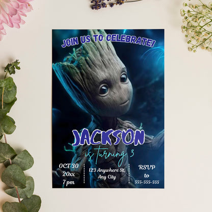 Groot Birthday Invitation Template - CreativeRino