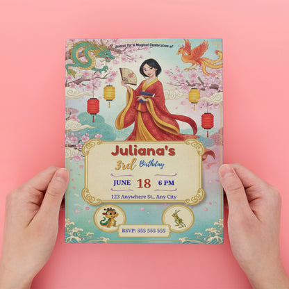 Princess Mulan Birthday Party Invitation - CreativeRino