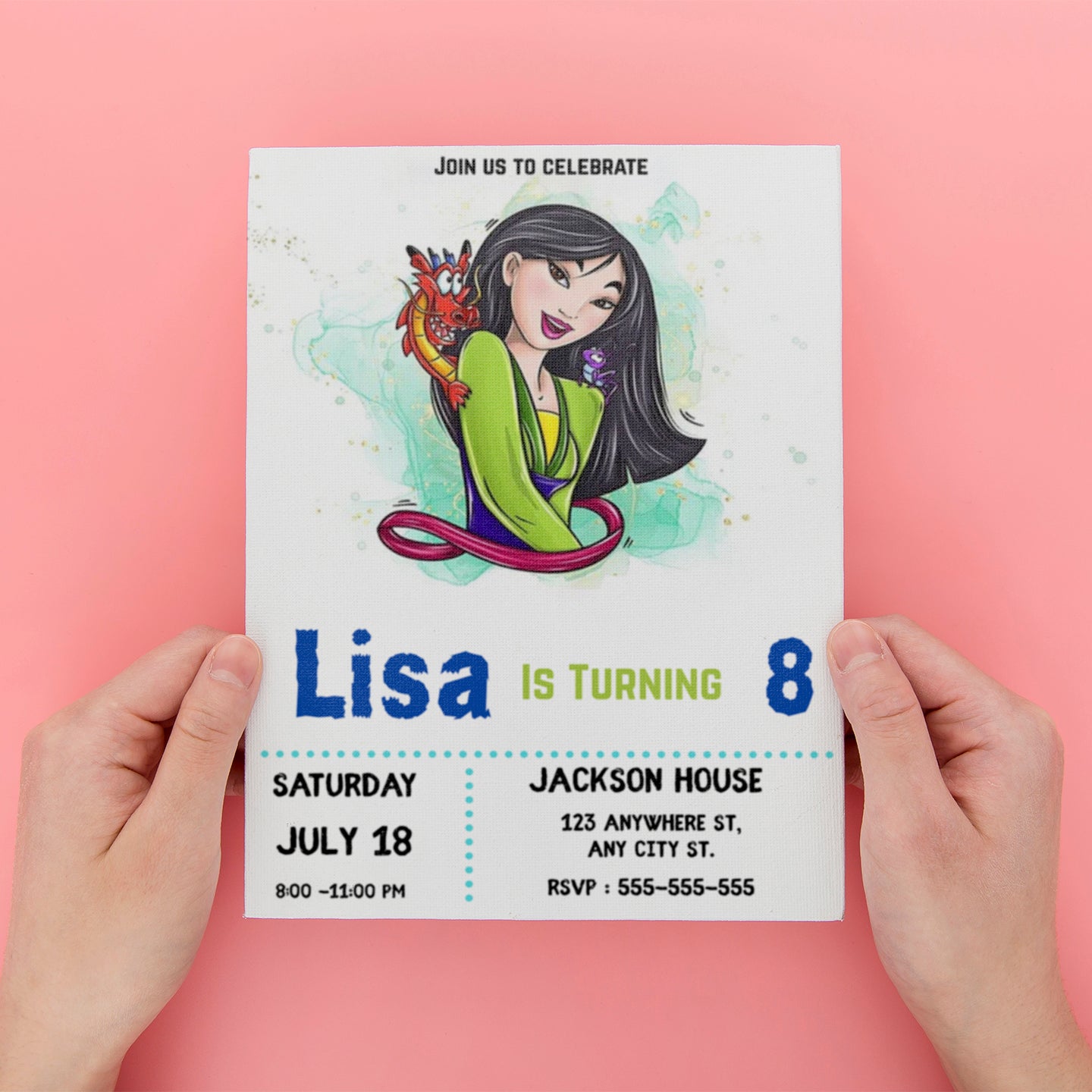 Digital Princess Mulan Birthday Invitation - CreativeRino