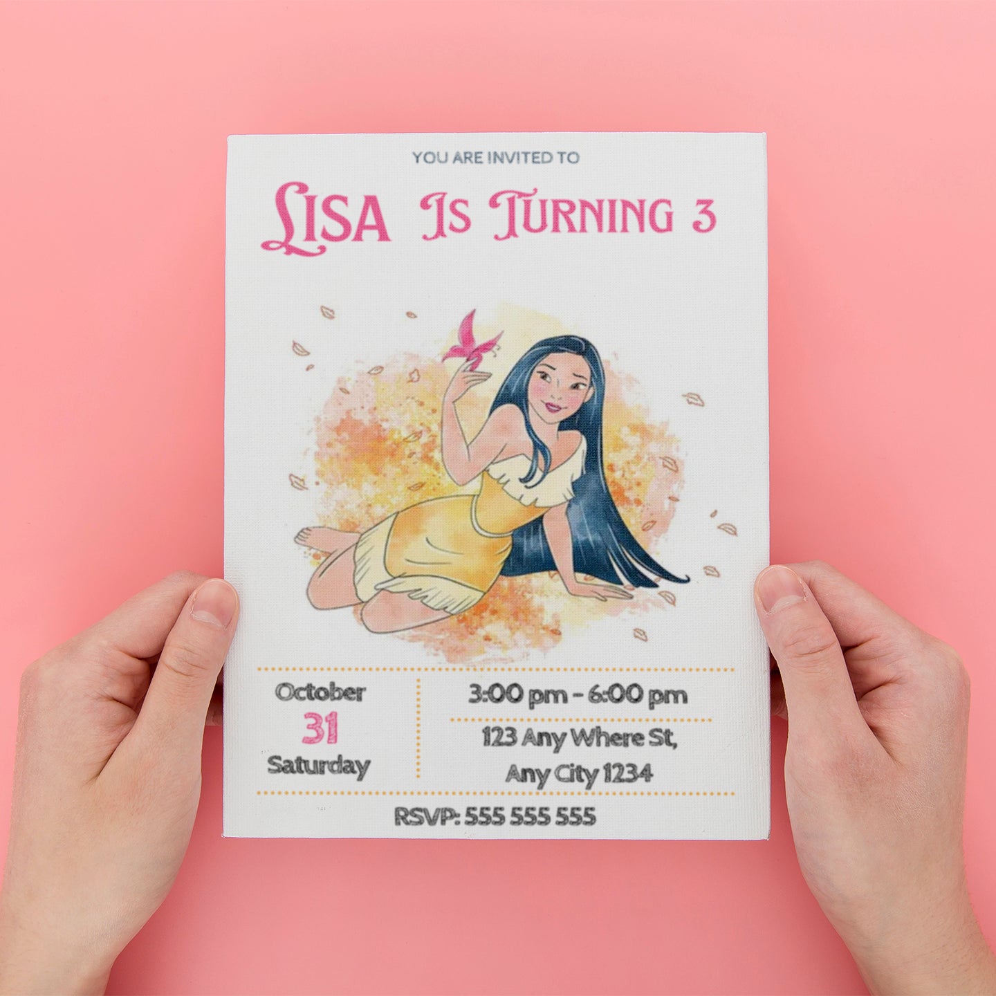 Princess Pocahontas Party Invitation - CreativeRino