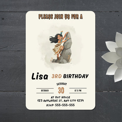 Princess Pocahontas Birthday Invitation - CreativeRino