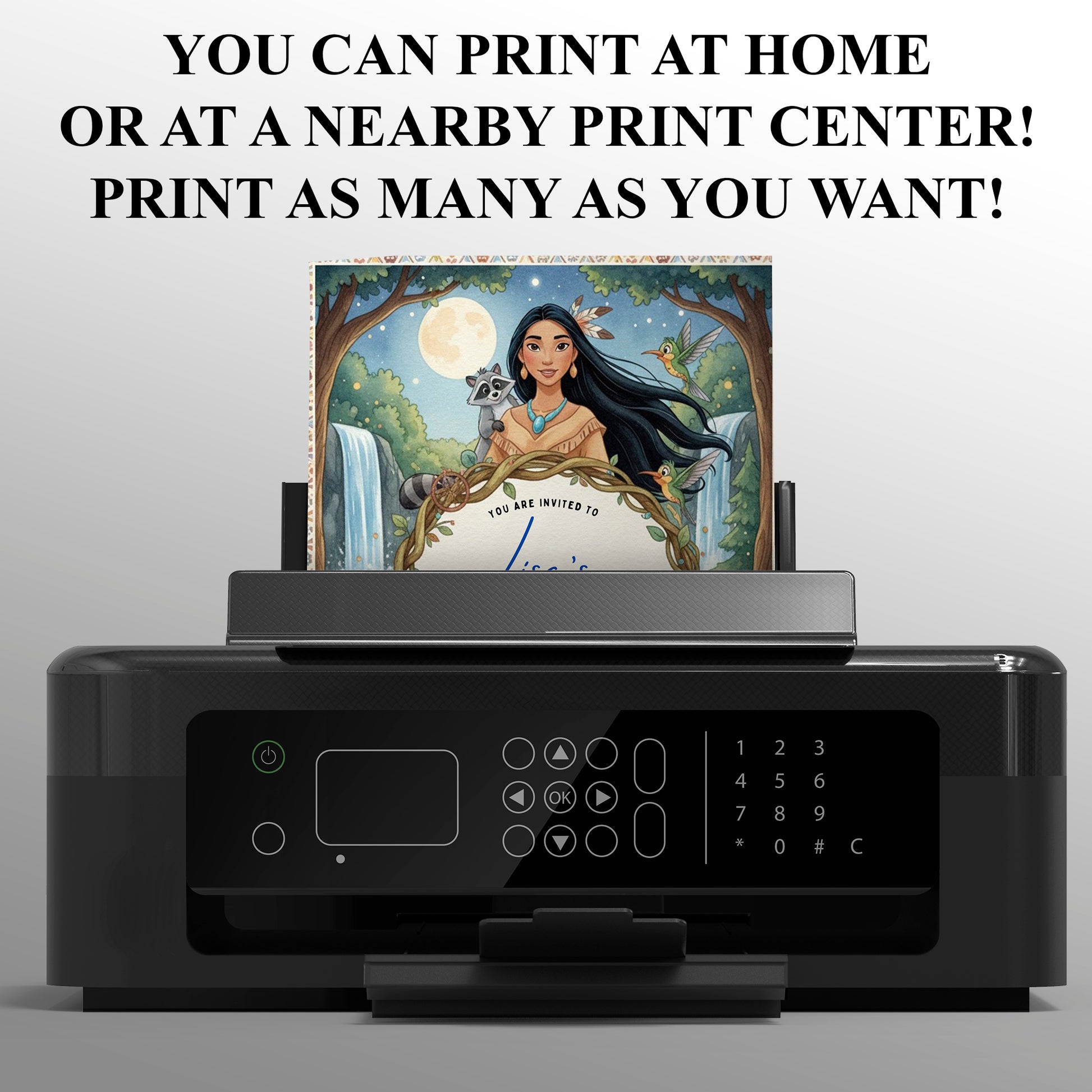 Princess Pocahontas Birthday Invitation - CreativeRino