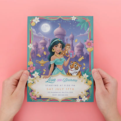 Princess Jasmine Birthday Party Invitation - CreativeRino