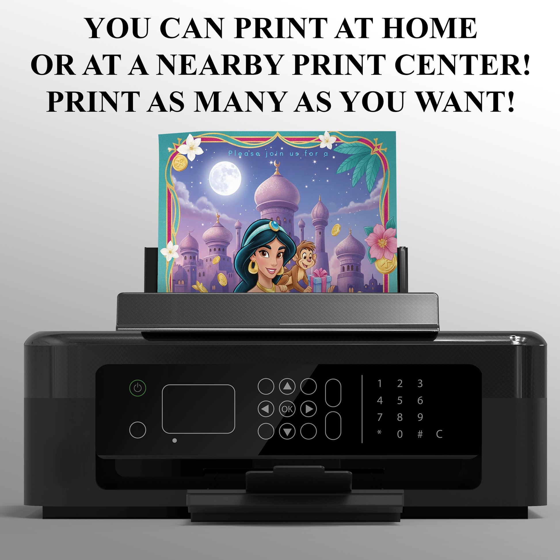 Princess Jasmine Birthday Party Invitation - CreativeRino