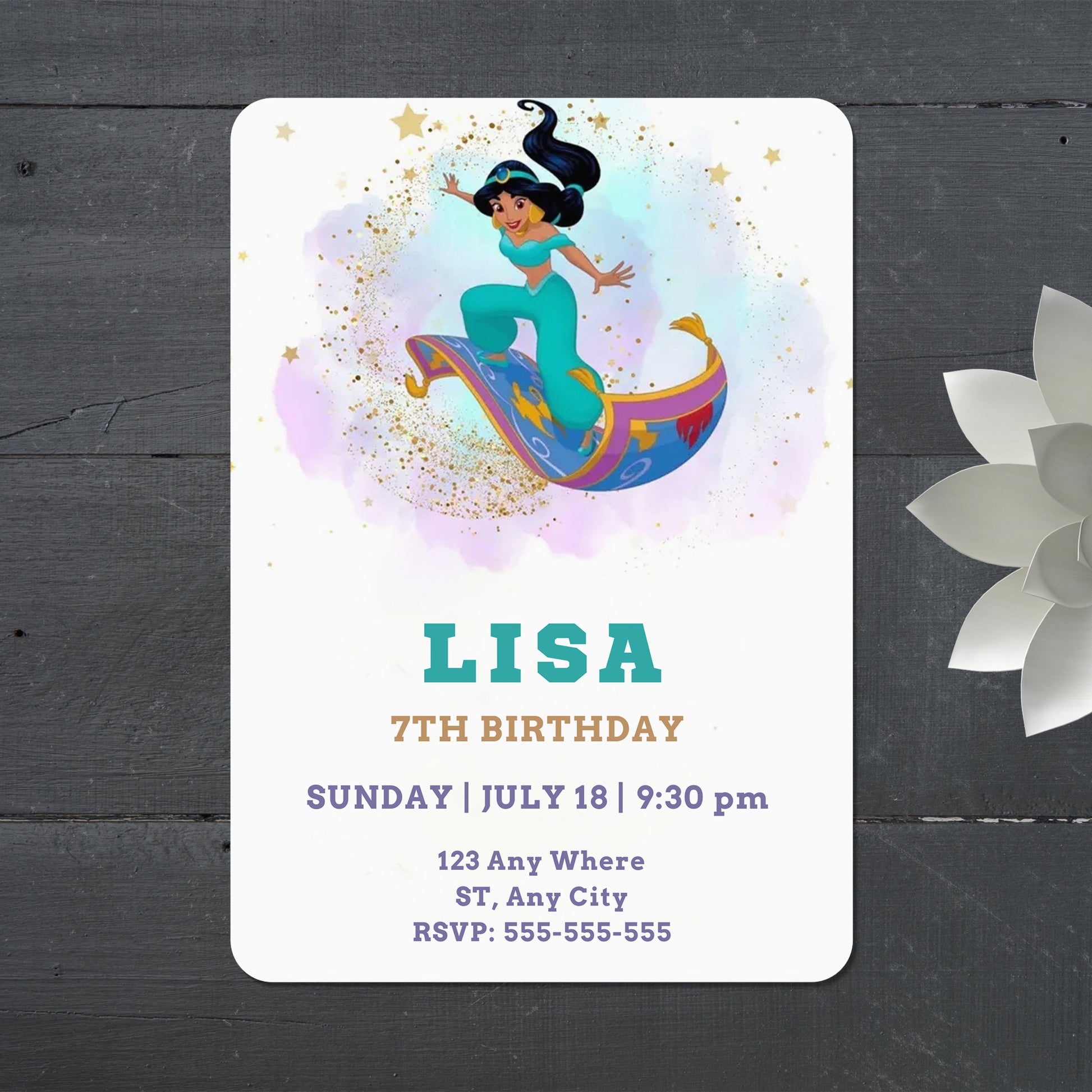 Princess Jasmine Birthday Invitation - CreativeRino