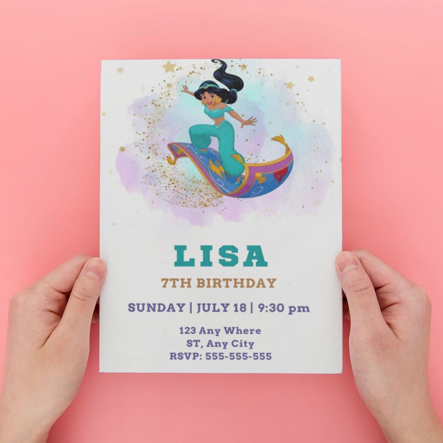 Princess Jasmine Birthday Invitation - CreativeRino