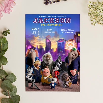 Sing 2 Birthday Invitation Template - CreativeRino