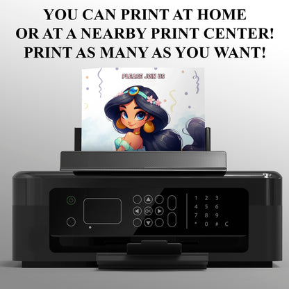 Princess Jasmine Birthday Invitation Template - CreativeRino