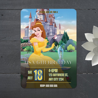 Princess Belle Birthday Invitation - CreativeRino