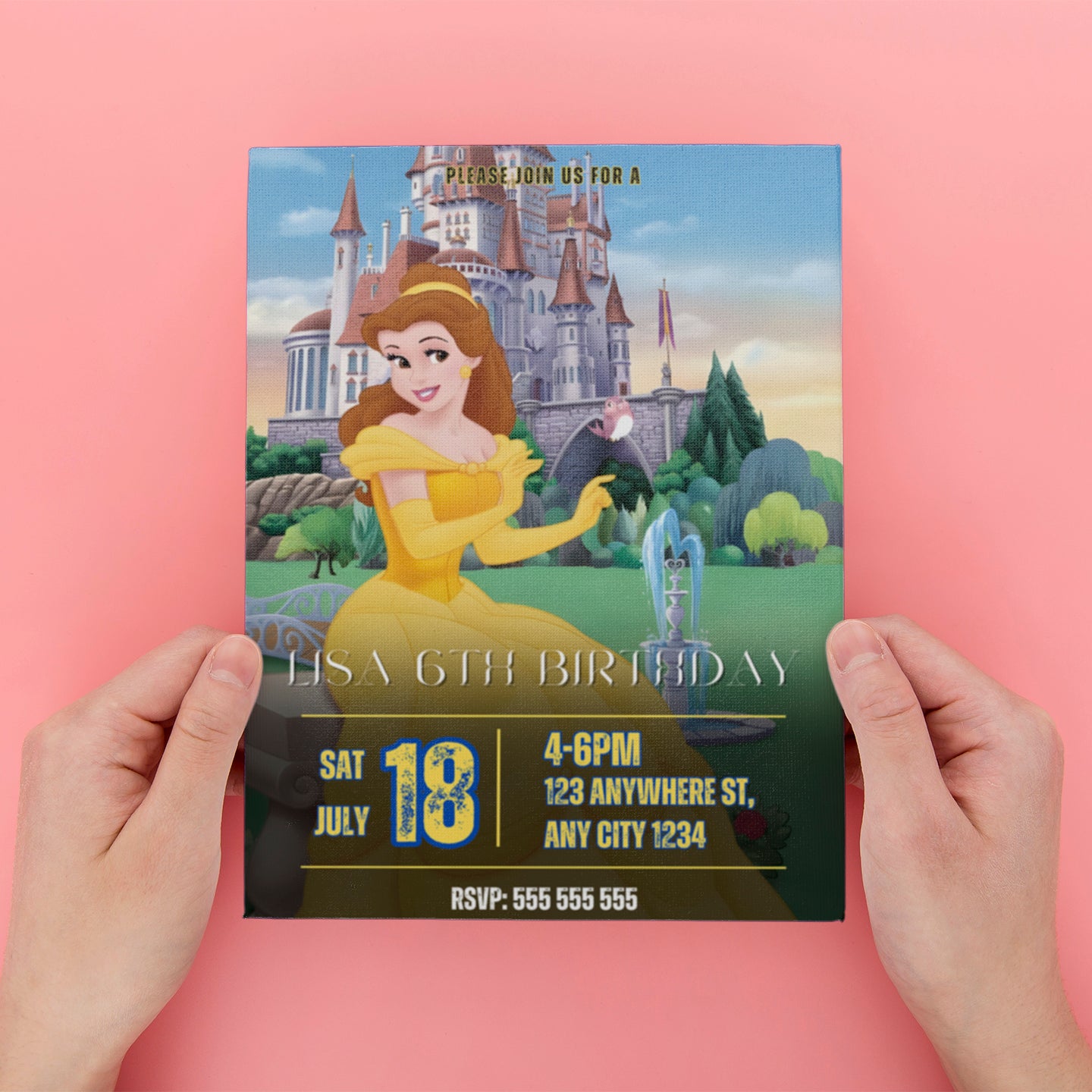 Princess Belle Birthday Invitation - CreativeRino