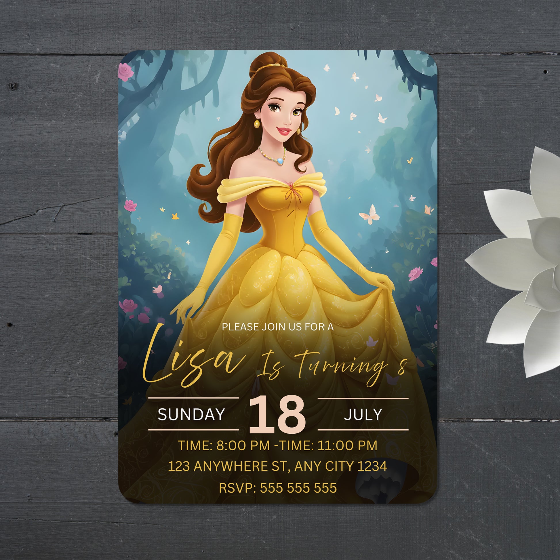 Princess Belle Birthday Invite - CreativeRino
