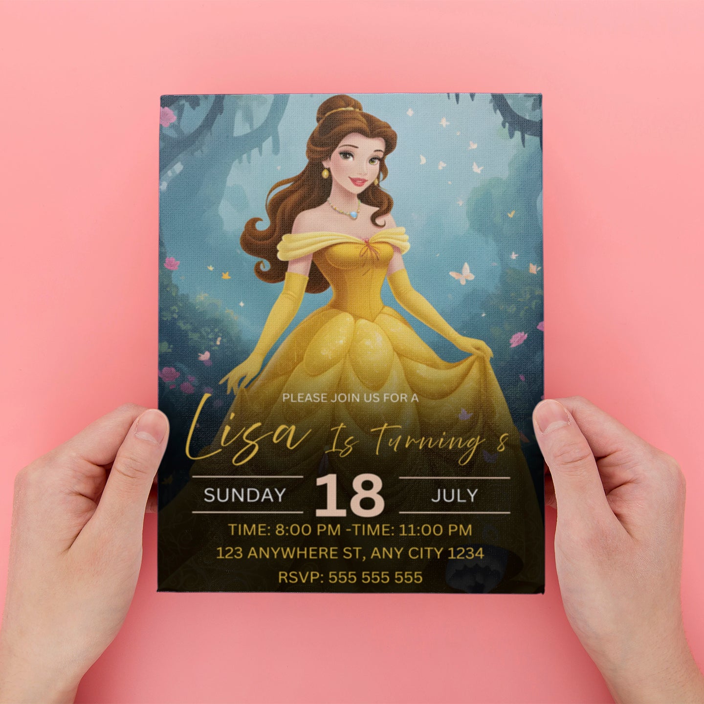 Princess Belle Birthday Invite - CreativeRino