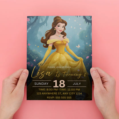 Princess Belle Birthday Invite - CreativeRino