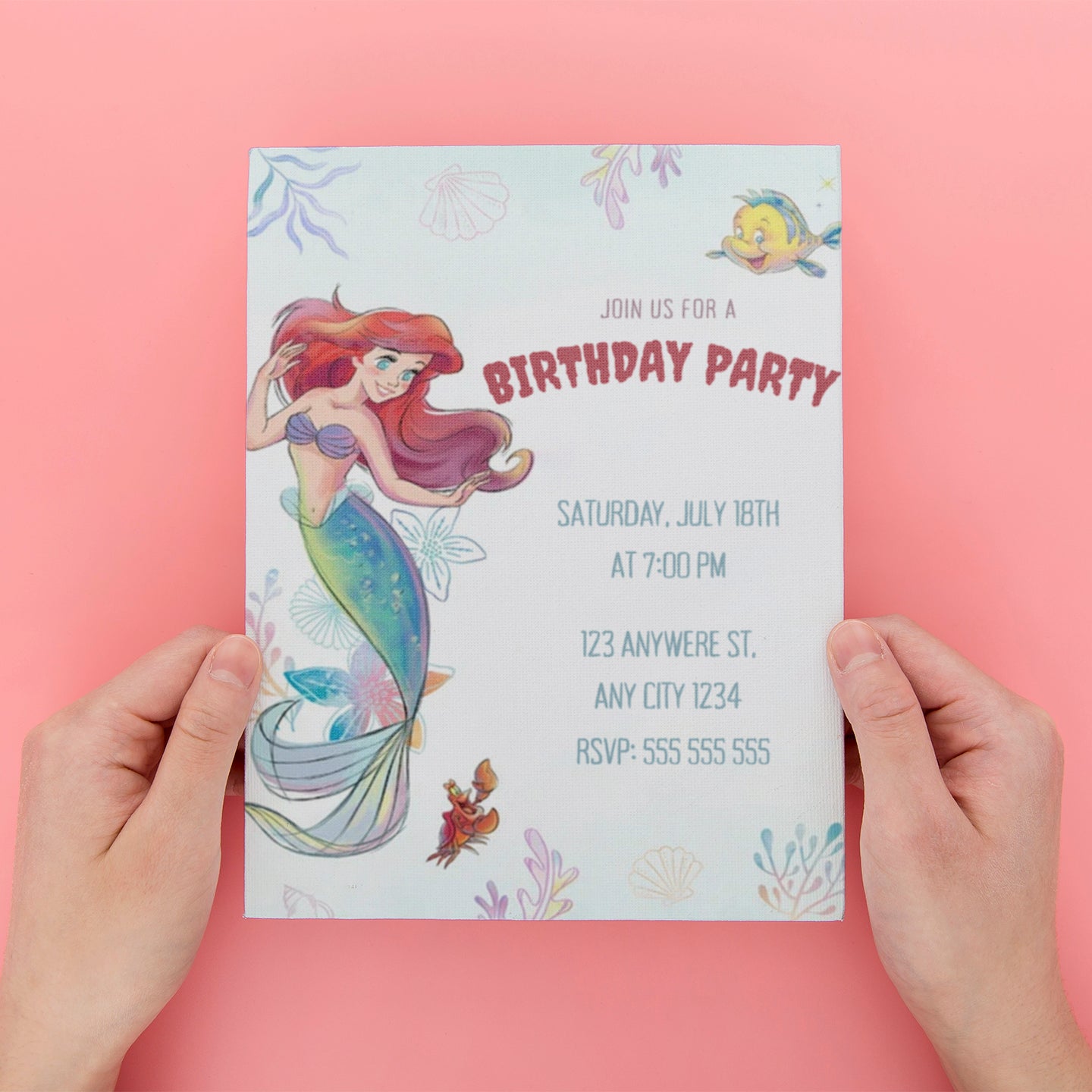 Princess Ariel Birthday Party Invitation - CreativeRino