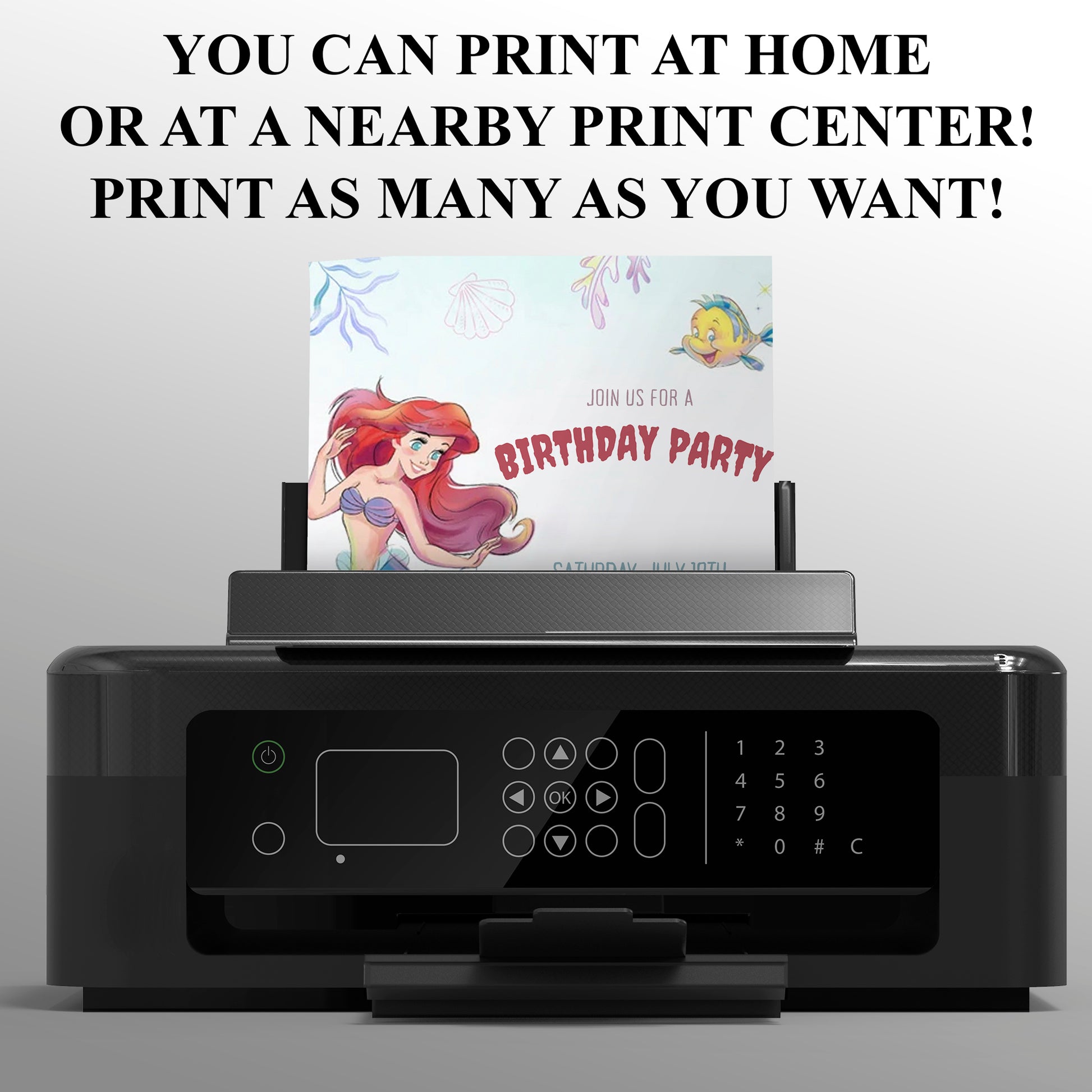 Princess Ariel Birthday Party Invitation - CreativeRino
