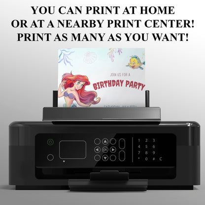 Princess Ariel Birthday Party Invitation - CreativeRino