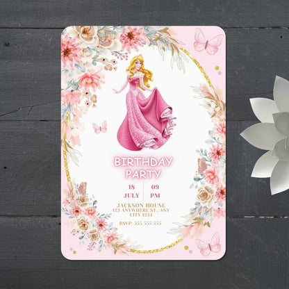 Princess Aurora Birthday Party Invitation - CreativeRino